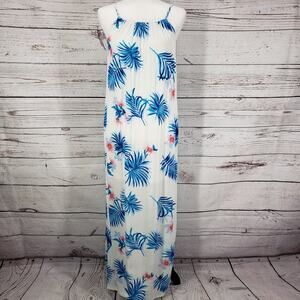 Favlux Fashion White Blue Hawaiian Print Slit Sides Maxi Dress Size S